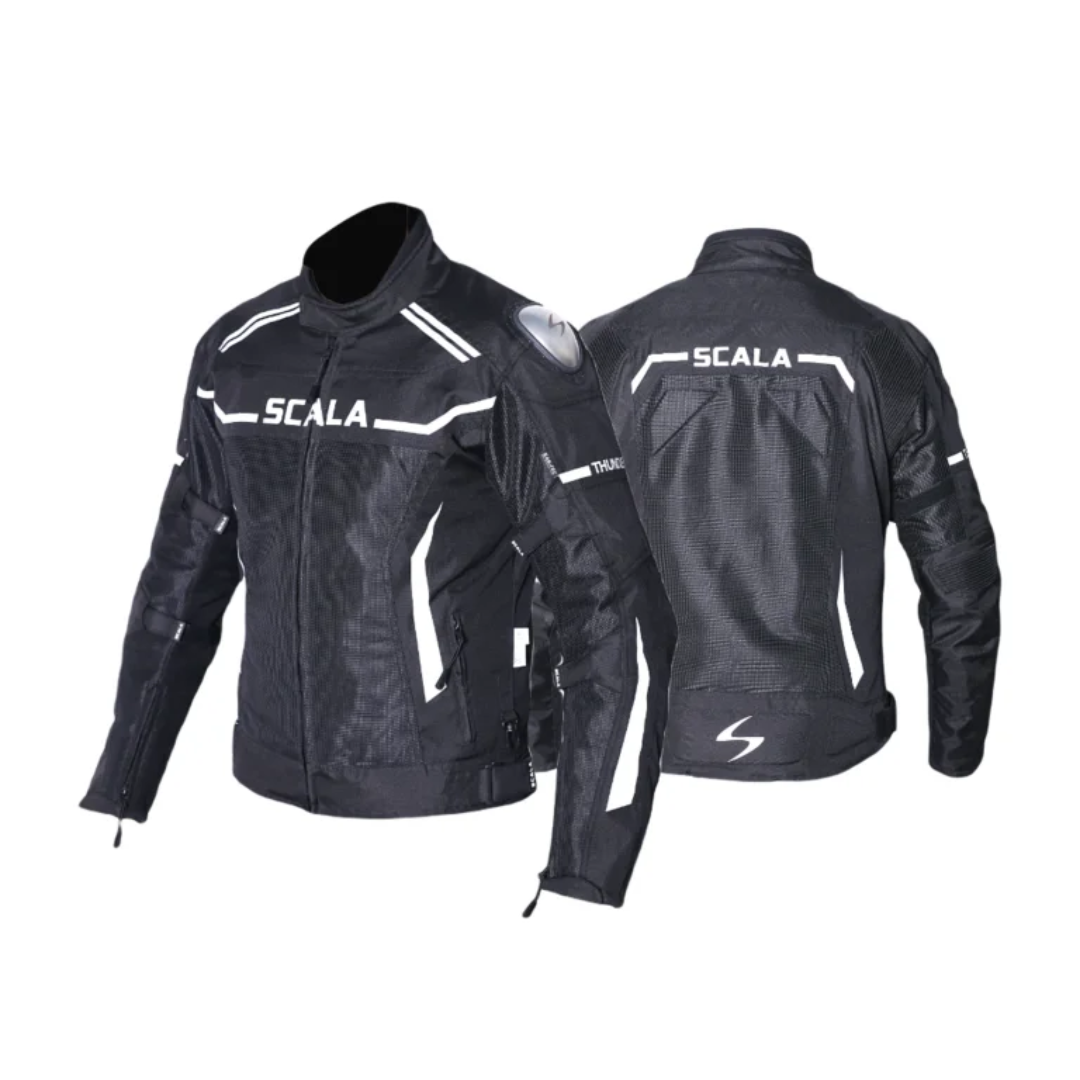 SCALA Thunder L2 Black Motorcycle Riding Jacket with CE Level 2 Armor