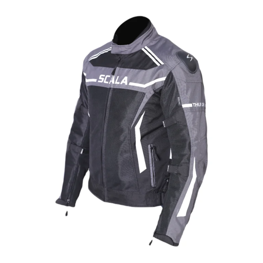 SCALA Thunder L2 Gray Motorcycle Riding Jacket with CE Level 2 Armor
