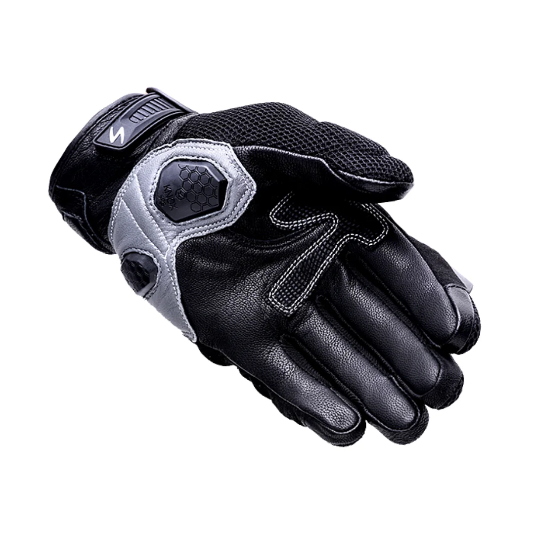Scala Viper black genuine leather motorcycle riding gloves front view