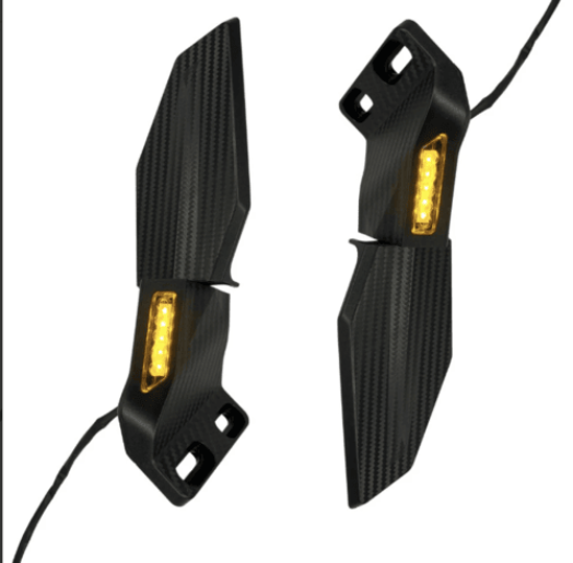 BSDDP Stealth Wing Mirror Pair with LED Turn Indicators Rotational Universal CNC Aluminium Motorcycle Mirrors