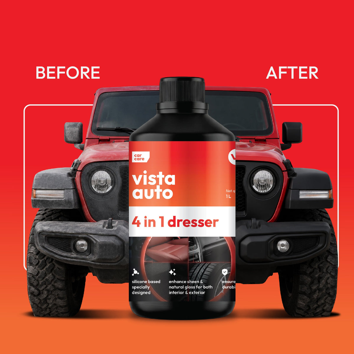 Vista Auto 4-in-1 car dashboard polish and multi-surface shiner 1 litre