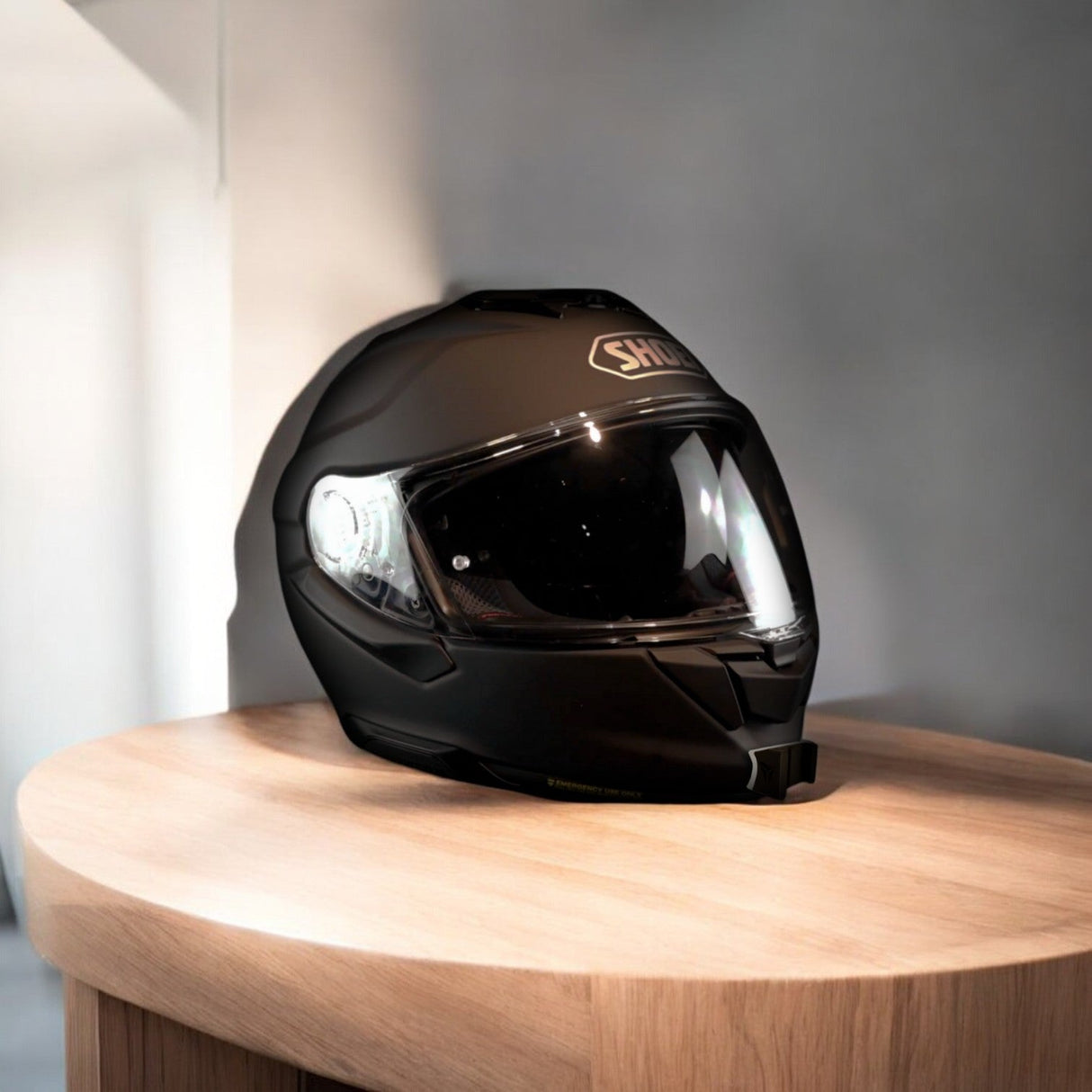 SHOEI GT-Air 3 helmet chin mount installed for GoPro and Insta360 POV motovlogging camera setup on motorcycle helmet