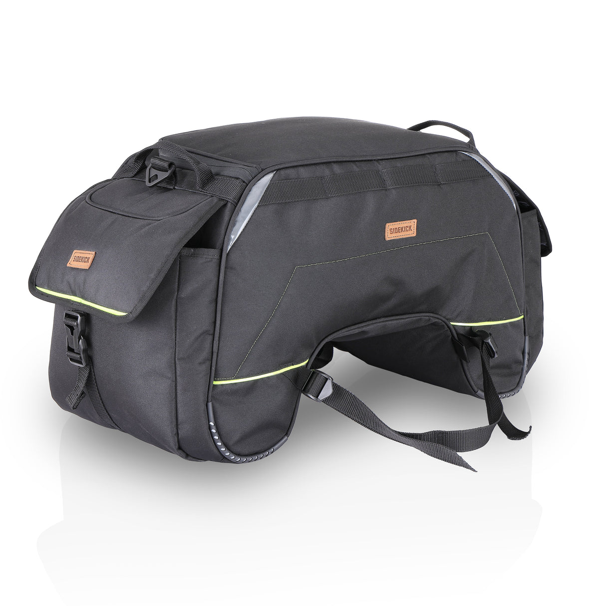 Guardian Gears SideKick 45L Universal Motorcycle Tail Bag with waterproof rain cover mounted on motorcycle for touring and travel