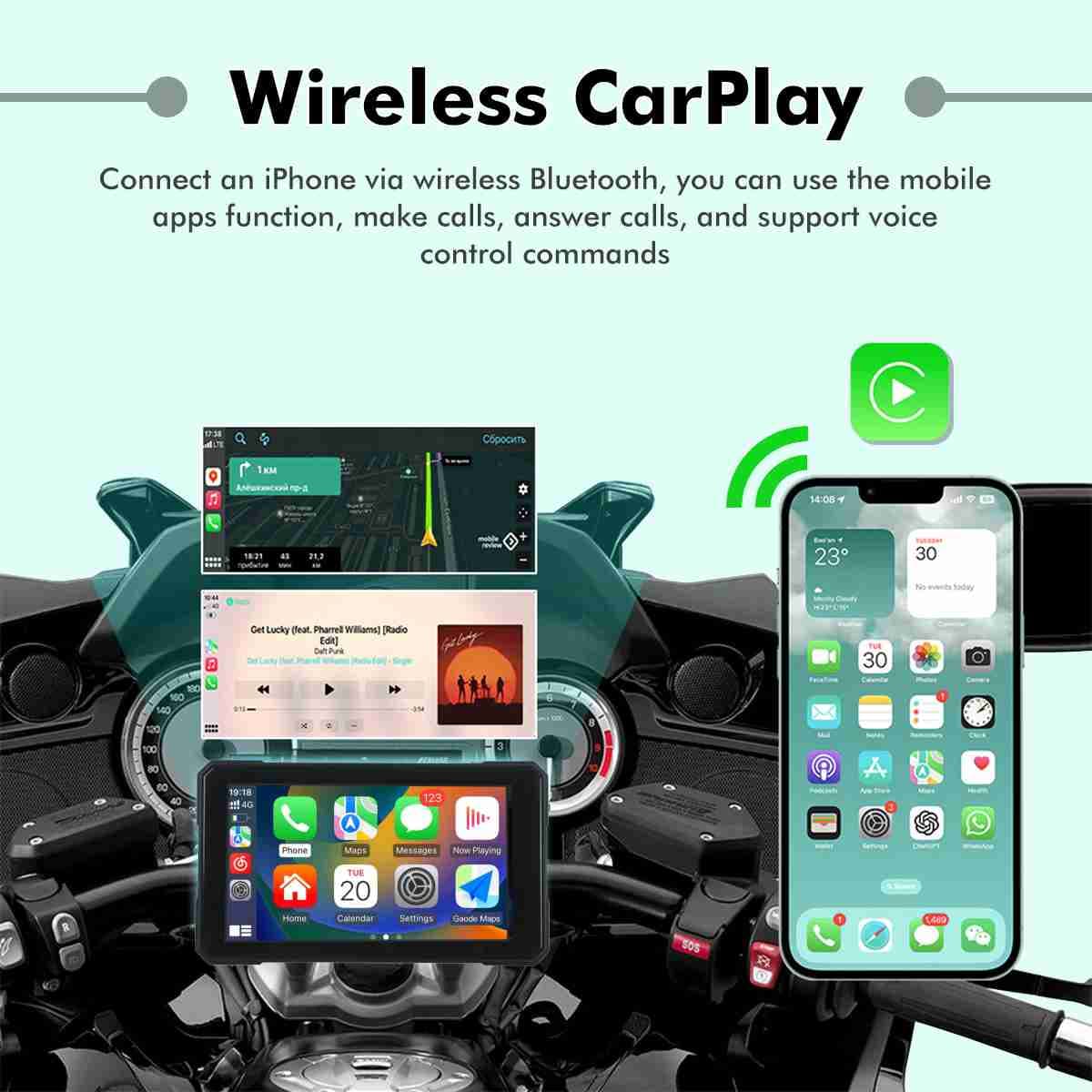 SIMTAC M3 Motorcycle GPS CarPlay Display
