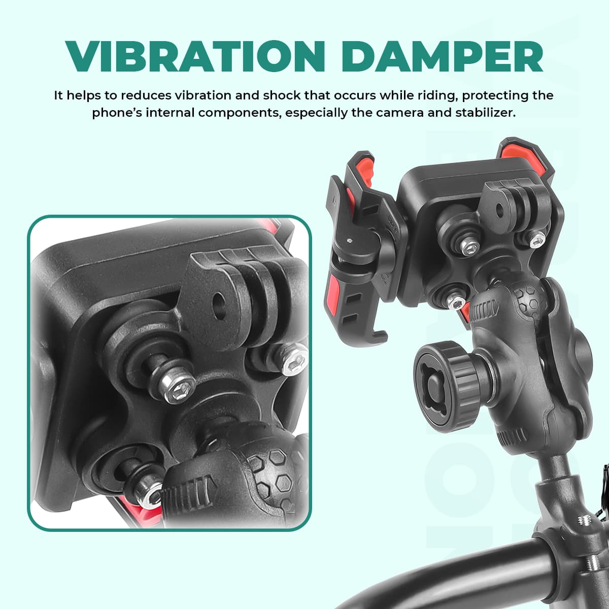 Simtac Quick Lock Jaw Grip Pro Plus Bike Mobile Holder with Vibration Damper for Motorcycle Scooter Bicycle