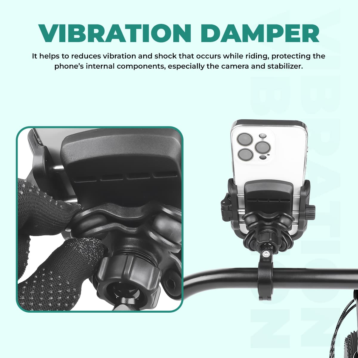 Simtac SQL1-PRO Super Grip Quick Lock Bike Mobile Holder with Vibration Damper for Motorcycle Scooter Bicycle