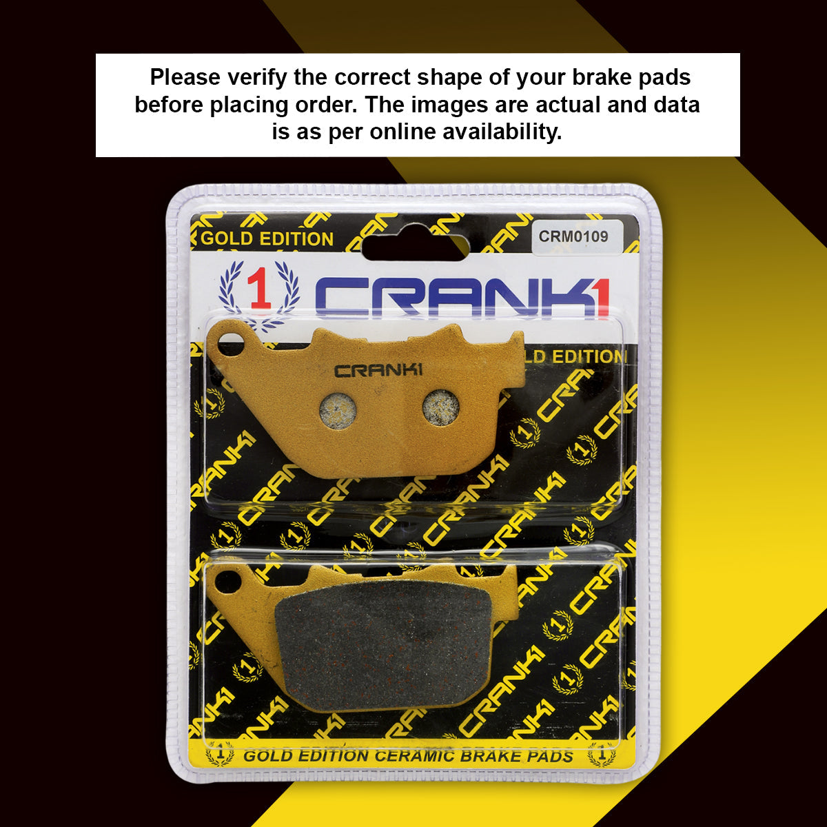 CRANK1 CRM0109 ceramic rear brake pads for Harley Davidson Sportster Iron 883