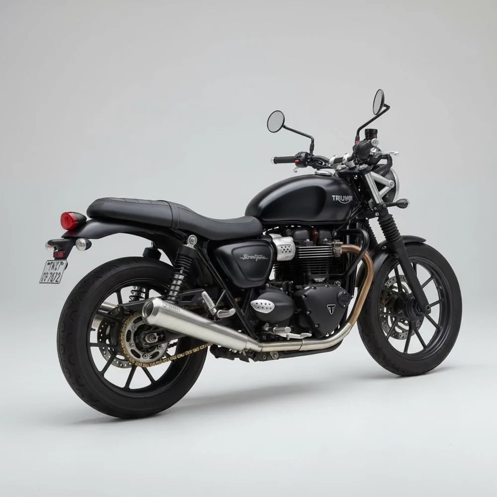 B Twinn stainless steel slip-on exhaust for Triumph Street Twin 900 motorcycle