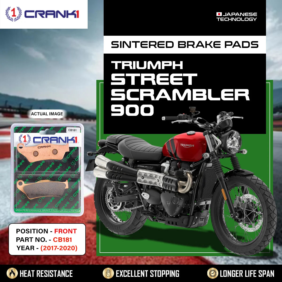 CRANK1 CB181 Sintered Front Brake Pads for Triumph Street Scrambler 900 2017-2020 Motorcycle Brake Pads