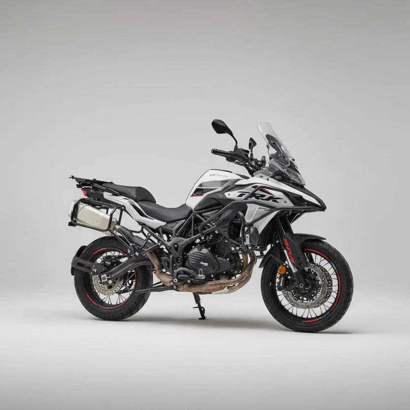 Barrel Storm stainless steel slip-on exhaust with link pipe for Benelli TRK 502X adventure motorcycle