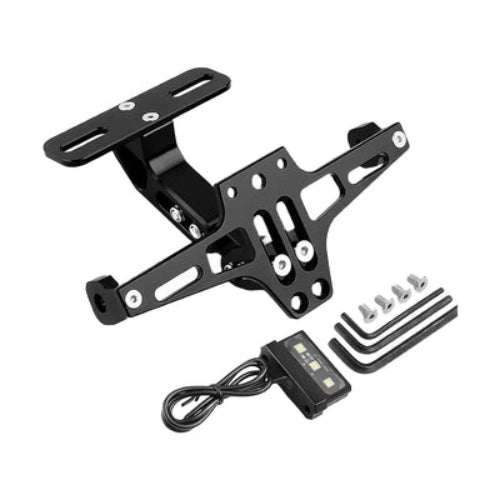 CNC adjustable black tail tidy with LED and number plate holder for motorcycle