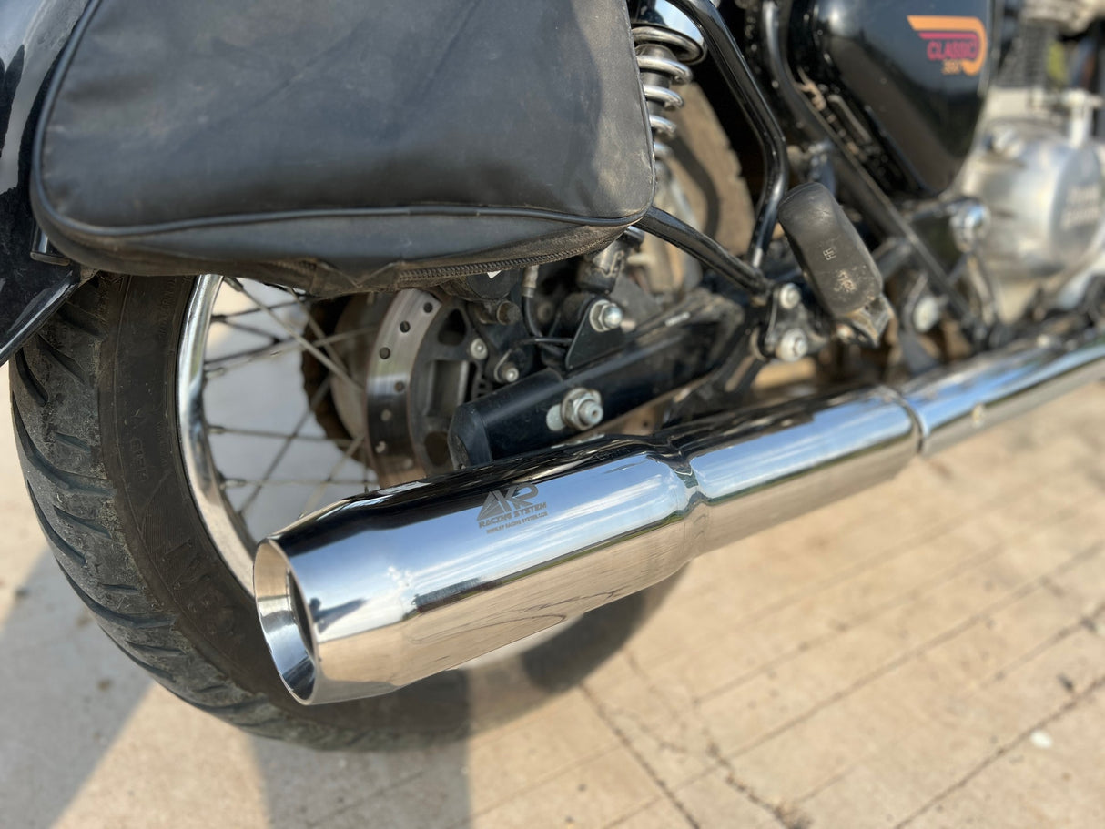 KP Racing Thor Silver Exhaust Royal Enfield Bullet 350 stainless steel 304