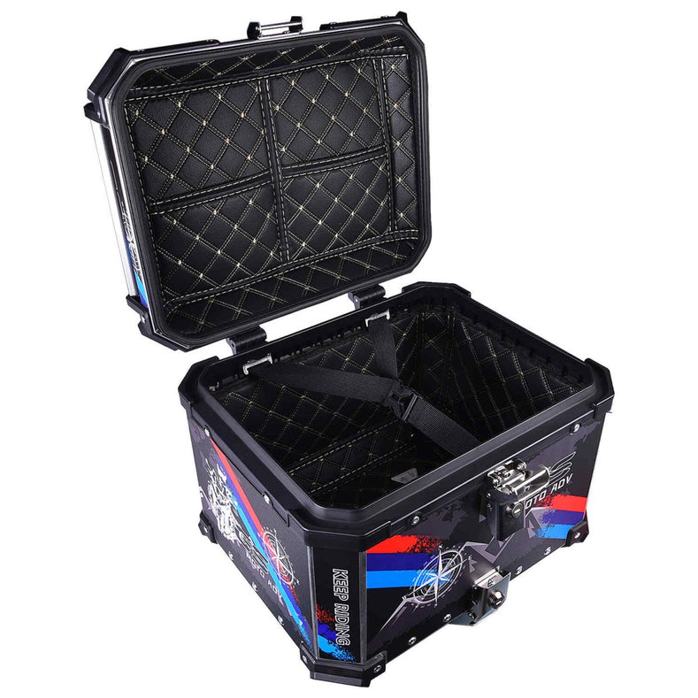 LGP 45L GS Moto ADV aluminum motorcycle top box black graphics