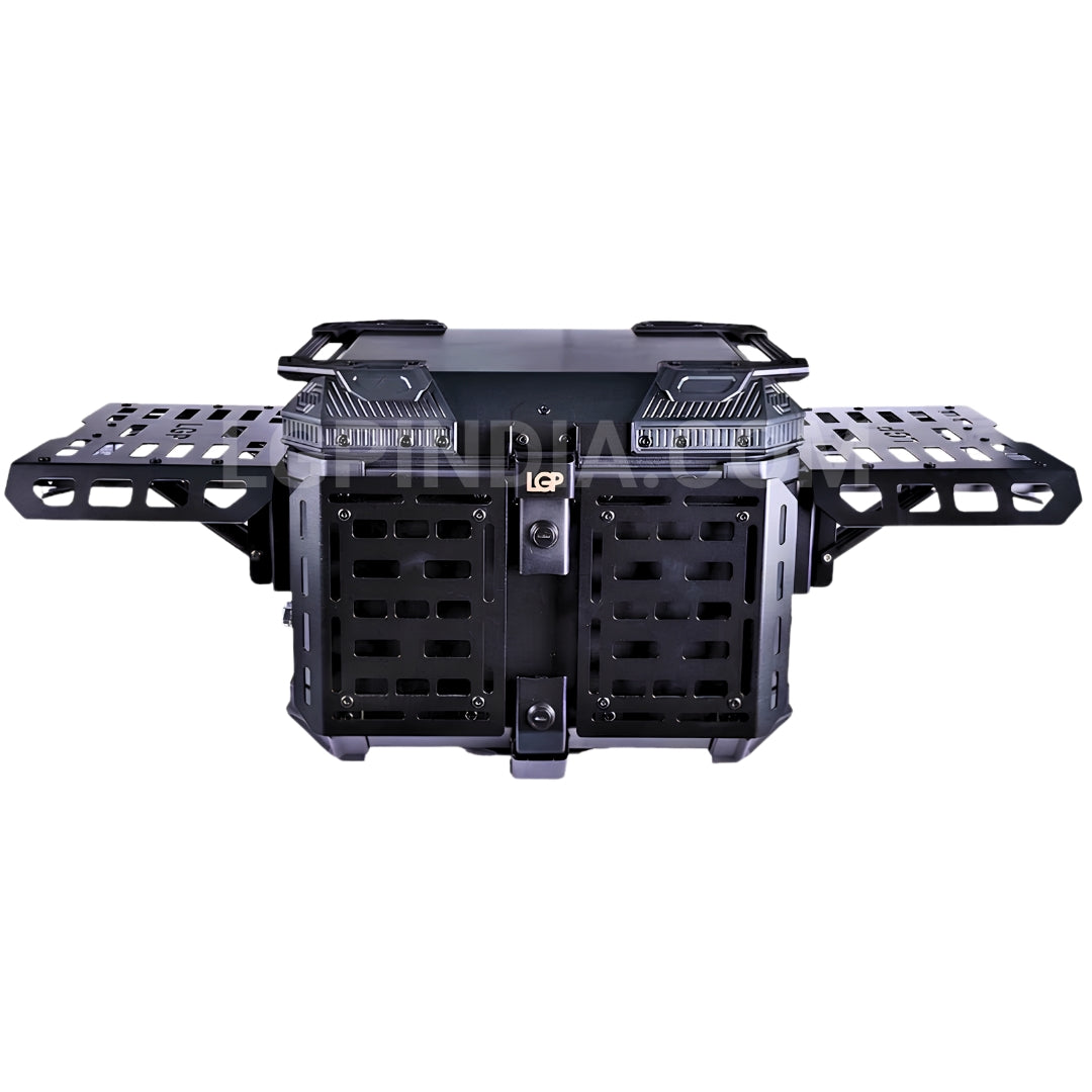 LGP 45L black aluminum motorcycle top box with backrest