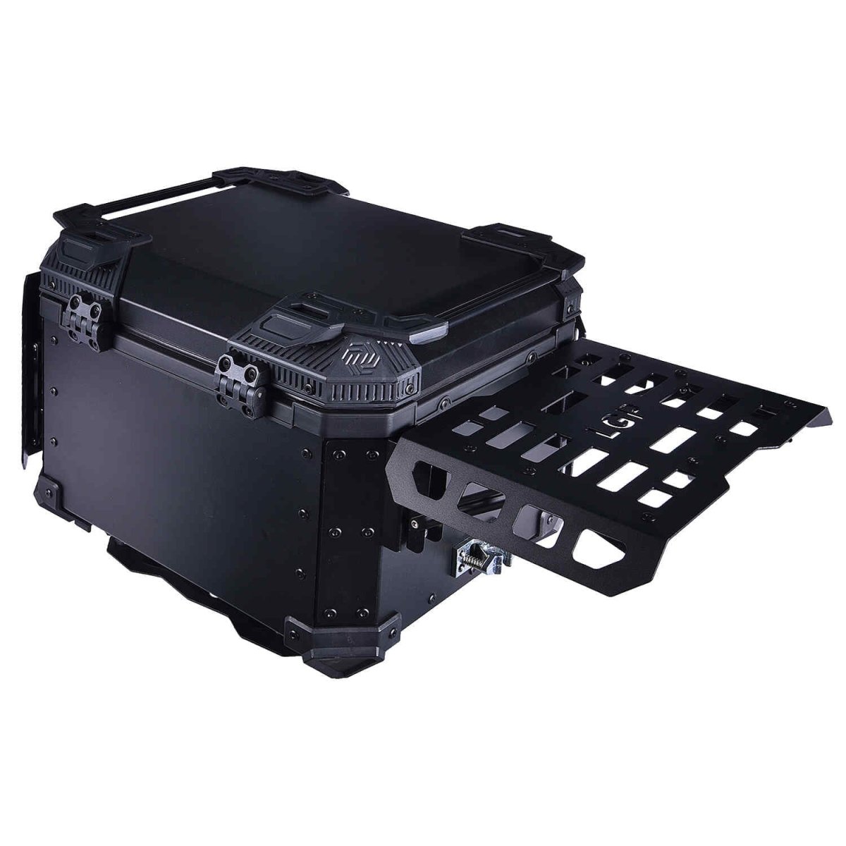 LGP 45L black aluminum motorcycle top box with backrest