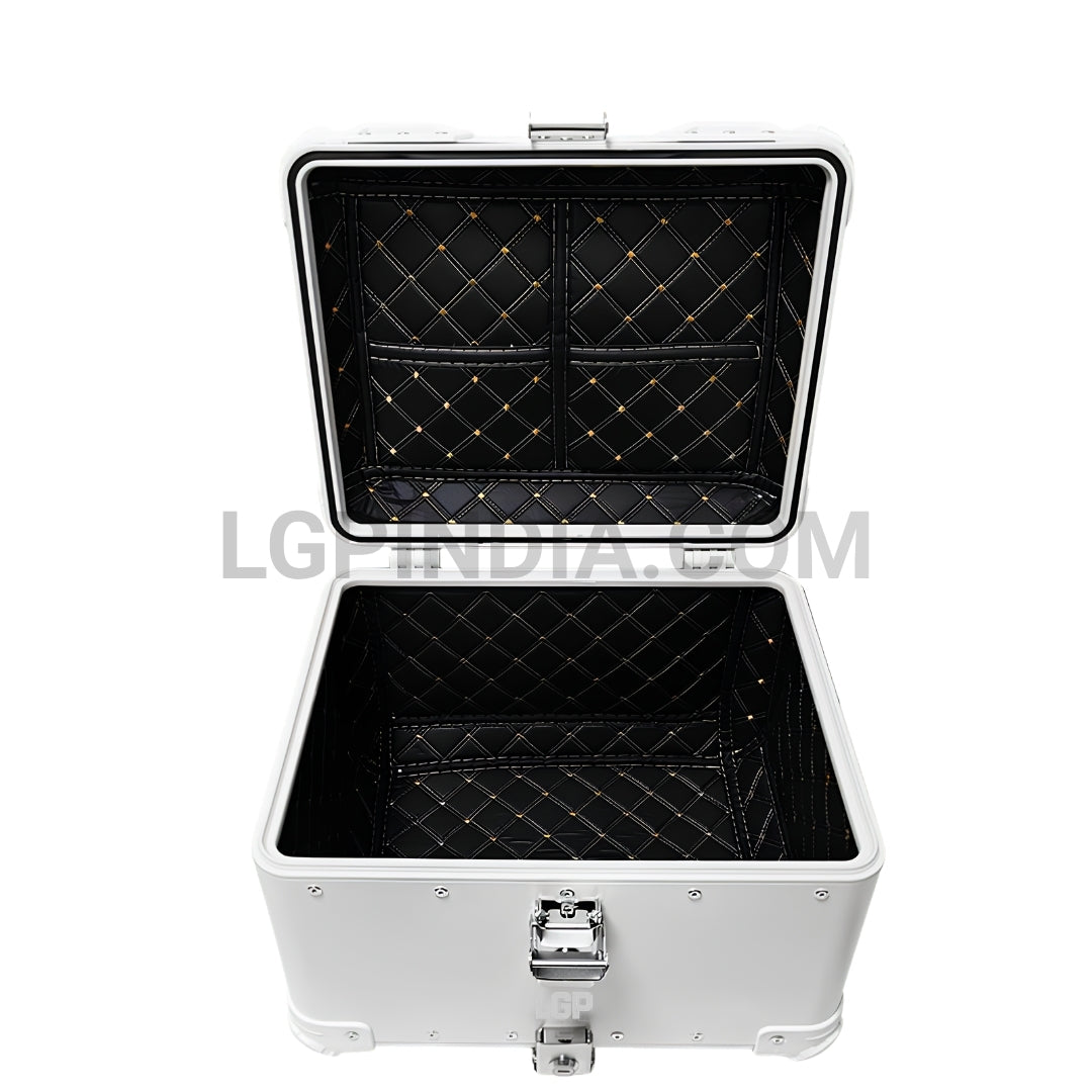 LGP 45L white aluminum motorcycle top box with backrest