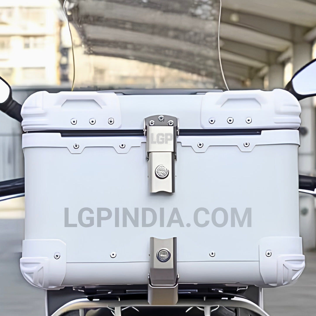 LGP 45L white aluminum motorcycle top box with backrest