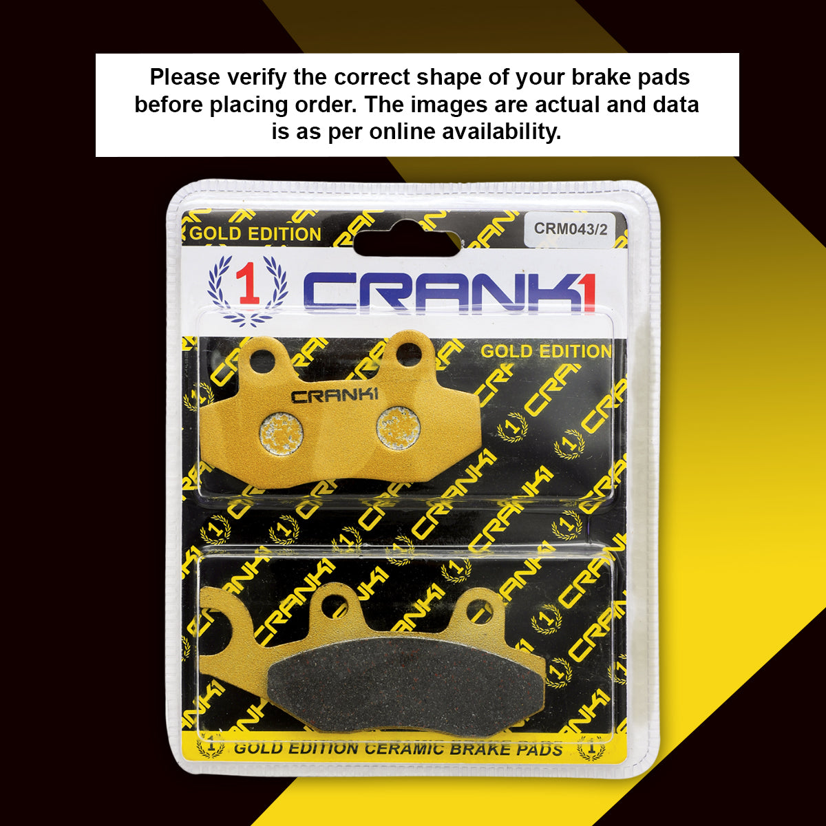 CRANK1 Ceramic Rear Brake Pads CRM043/2 for Triumph Street Scrambler 900, Street Twin, Bonneville T100 and Bonneville T120 HH Rated Motorcycle Brake Pads