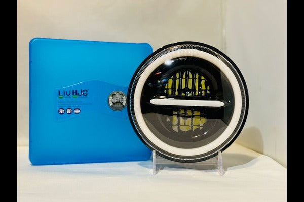 LIU HJG Minus 5.75 Inch LED Headlight White Amber DRL for Yamaha RX100 RX135 Bajaj Avenger
