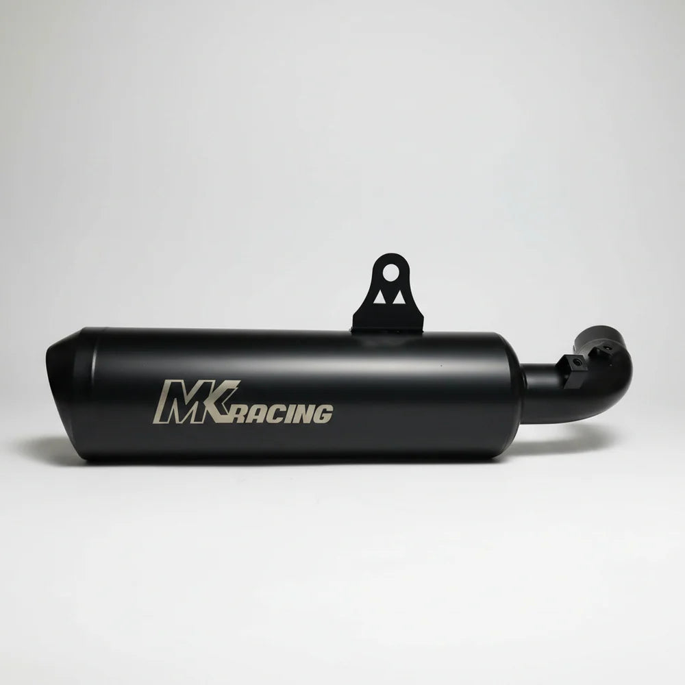 MK Racing matte black short can exhaust silencer for Harley-Davidson X440 and Hero Mavrick 400