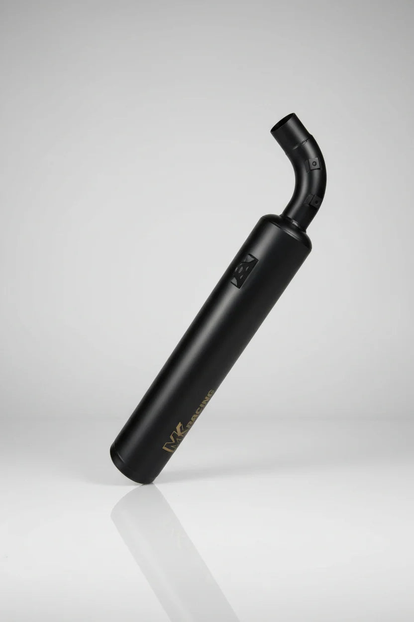 MK Racing matte black long can exhaust silencer for Harley-Davidson X440 and Hero Mavrick 400