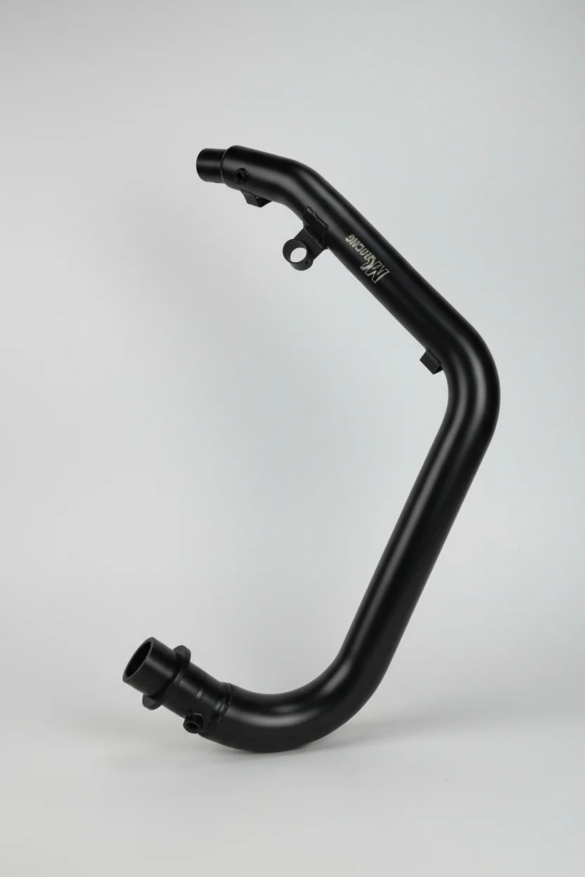 MK Racing matte black steel bend header pipe for Royal Enfield Hunter 350