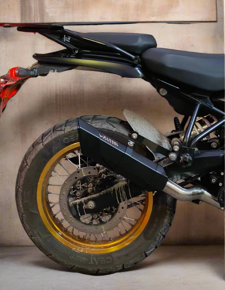 Rogue 2.0 stainless steel exhaust for Royal Enfield Himalayan 450 available in black and silver with decat pipe option