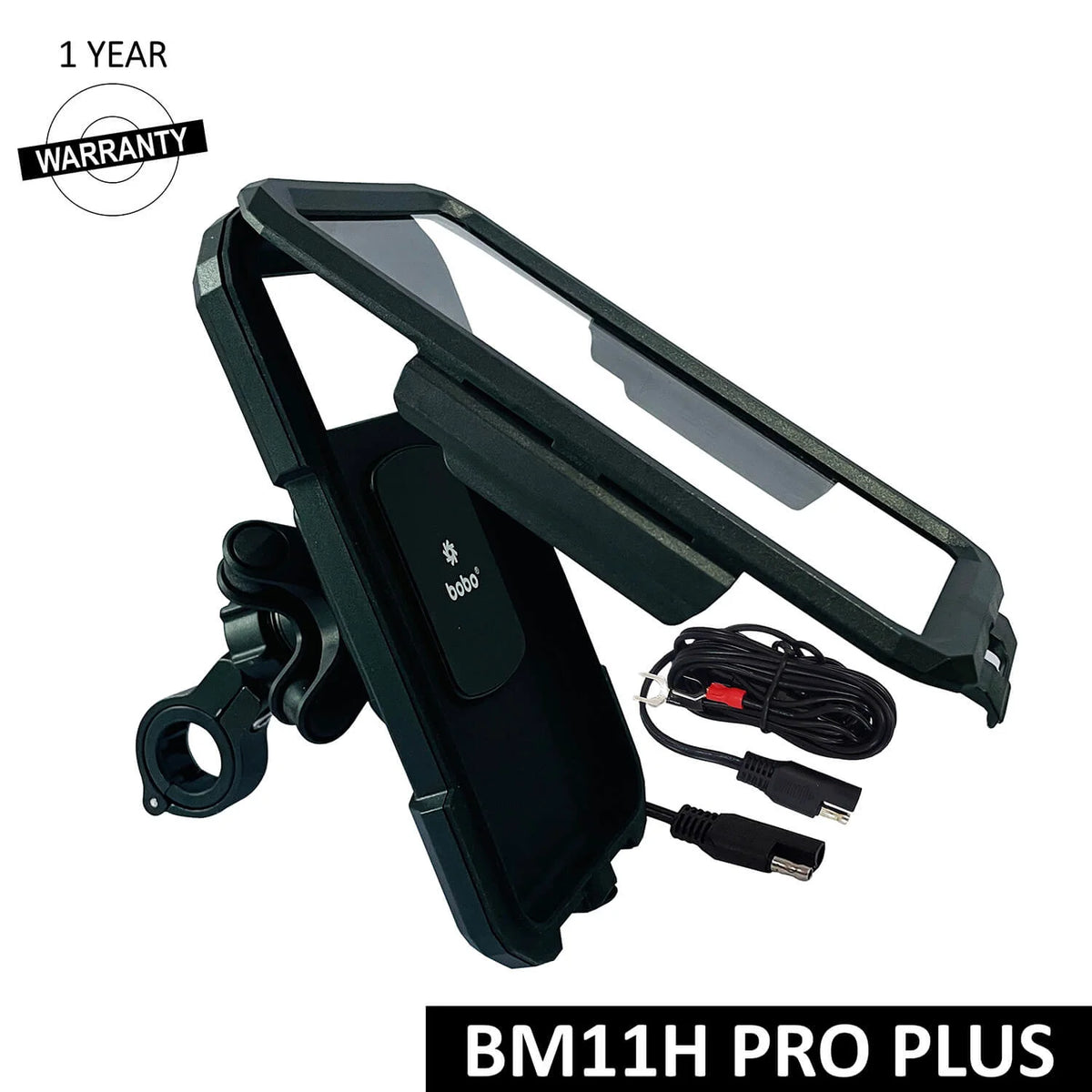 BOBO BM11H PRO PLUS Waterproof Motorcycle Phone Holder with 15W Wireless Charging and PRO PLUS Vibration Damper
