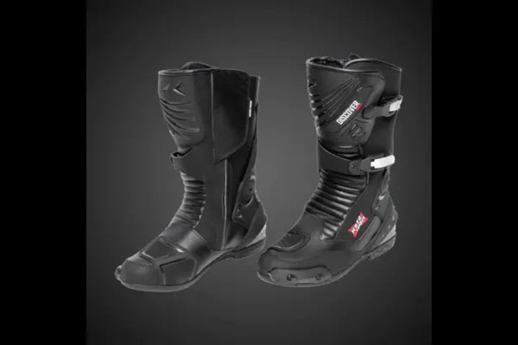 Moto Torque X1 Discovery Series waterproof motorcycle riding boots with TPU shin ankle heel protection and metal slider