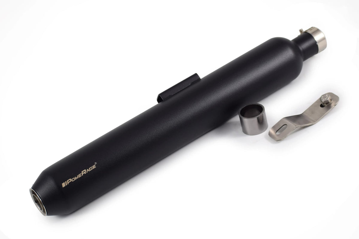 Powerage Black Short Slip-On Exhaust for Royal Enfield 350 500 Stainless Steel Performance Exhaust
