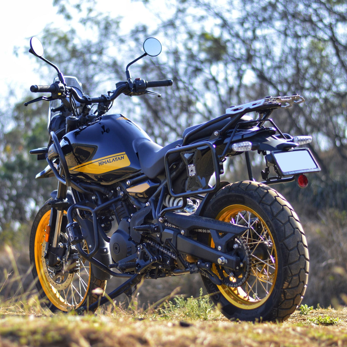 Auto Engina Crash Guard Leg Guard with integrated sliders for Royal Enfield Himalayan 450 in textured black finish