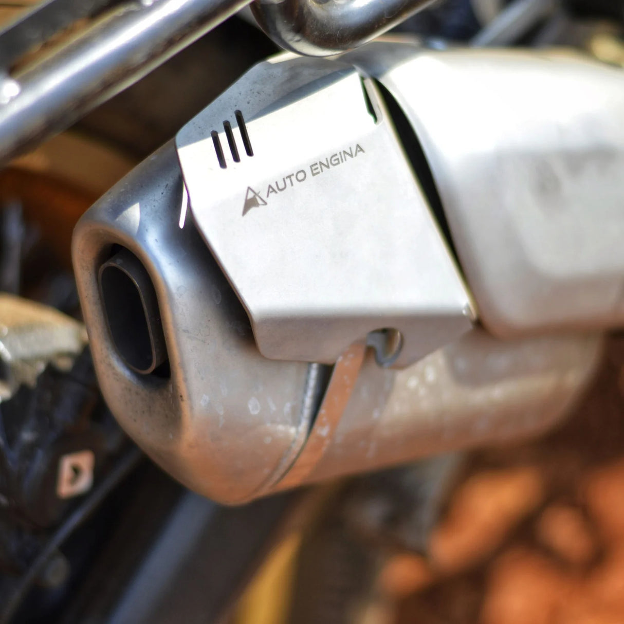 Auto Engina Silver Exhaust Heat Shield Extender for Royal Enfield Himalayan 450 Saddle Bag Protection