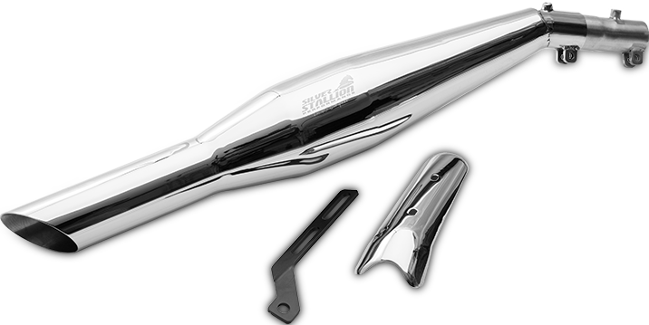 Silver Stallion Drift performance exhaust for Honda CB350 silver textured black brushed