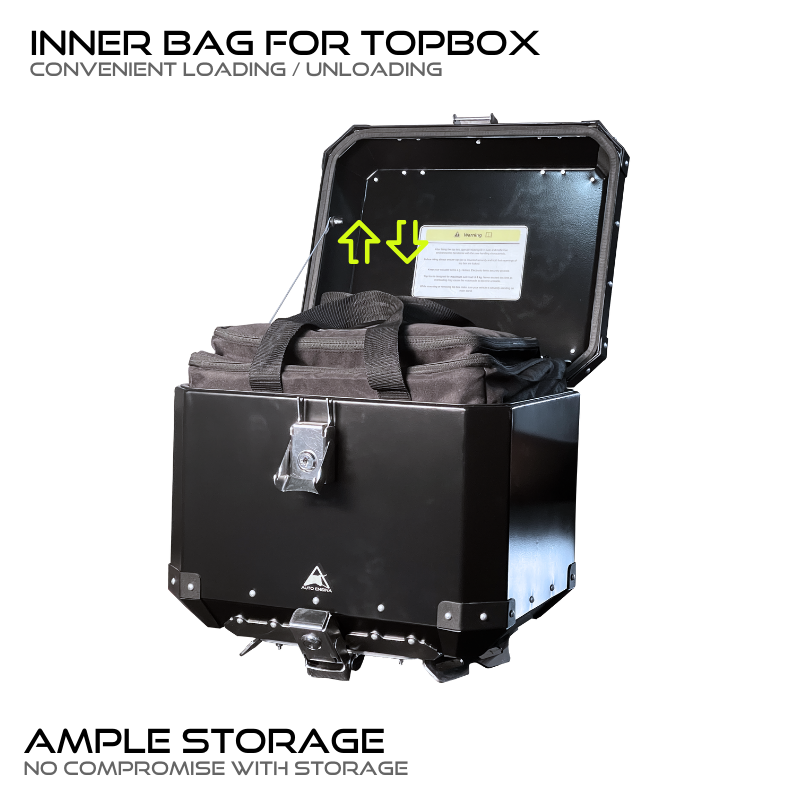 Auto Engina 42L Top Box Inner Bag Black – 900D PU Coated Motorcycle Touring Luggage Bag