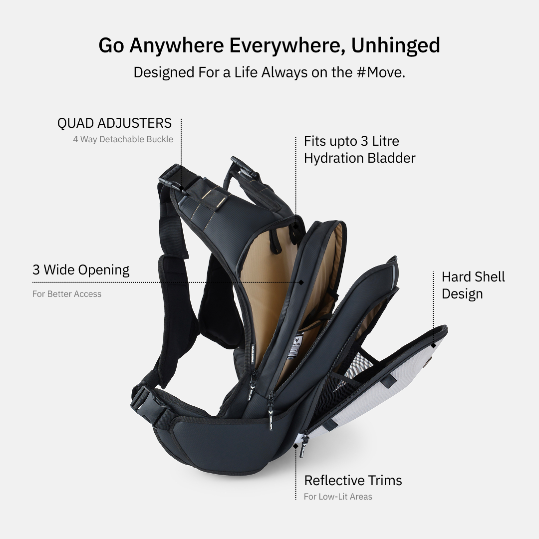 Vantora Prime 25L Backpack with 2L Hydration Bladder – Adventure and Motorcycle Backpack with Hydration System