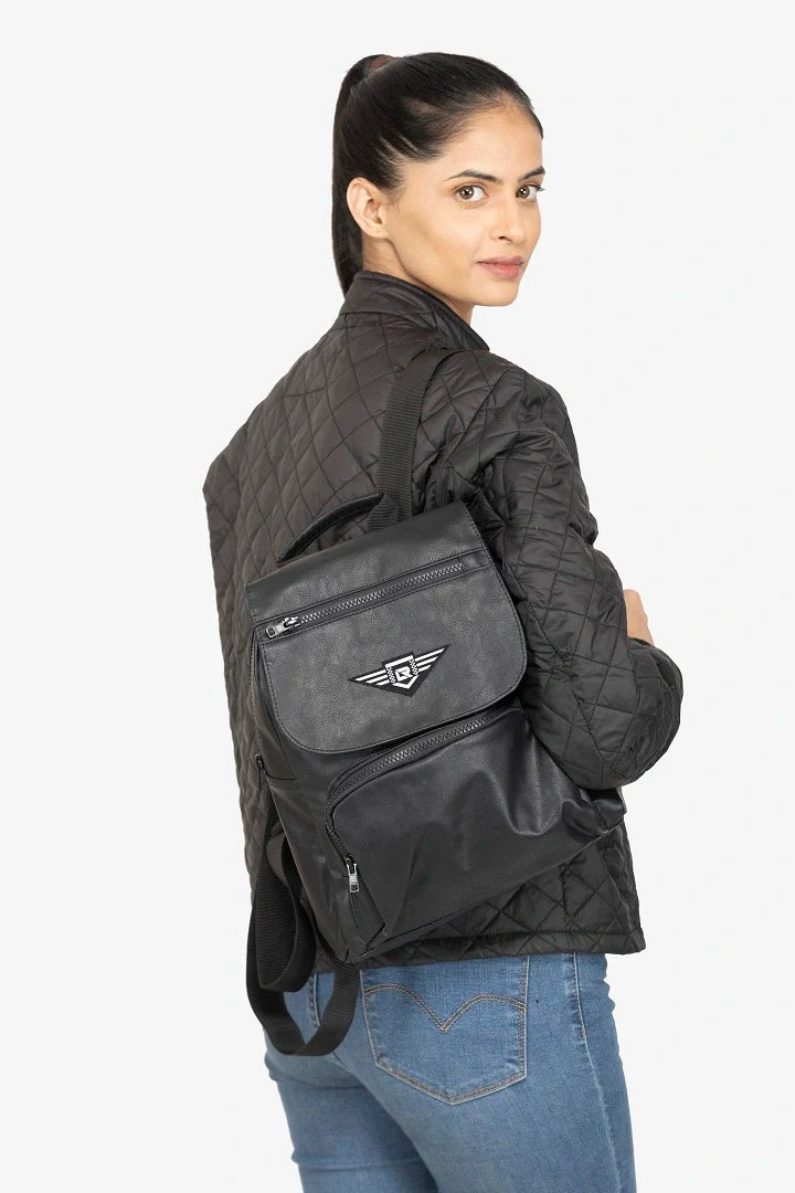Lone Ranger Noir Women Faux Leather Stylish Backpack