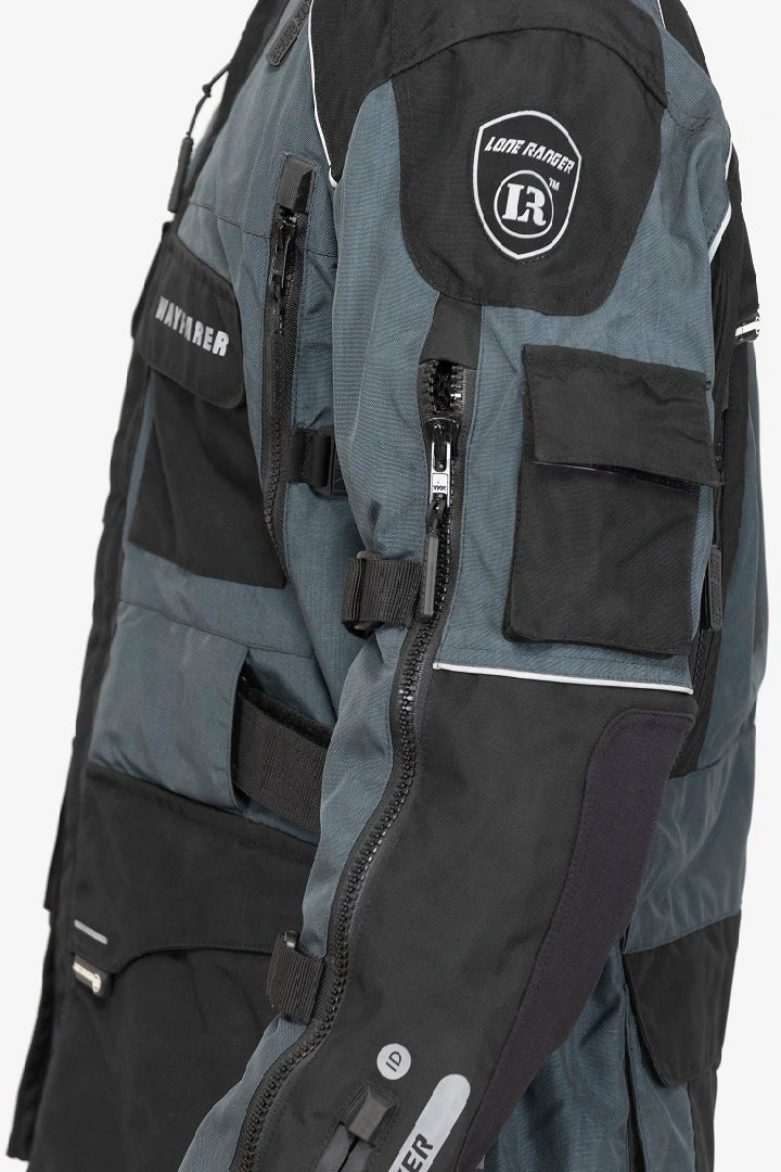 Lone Ranger Wayfarer Grey Cordura Touring Motorcycle Riding Jacket with SAS-TEC Level 2 Armor