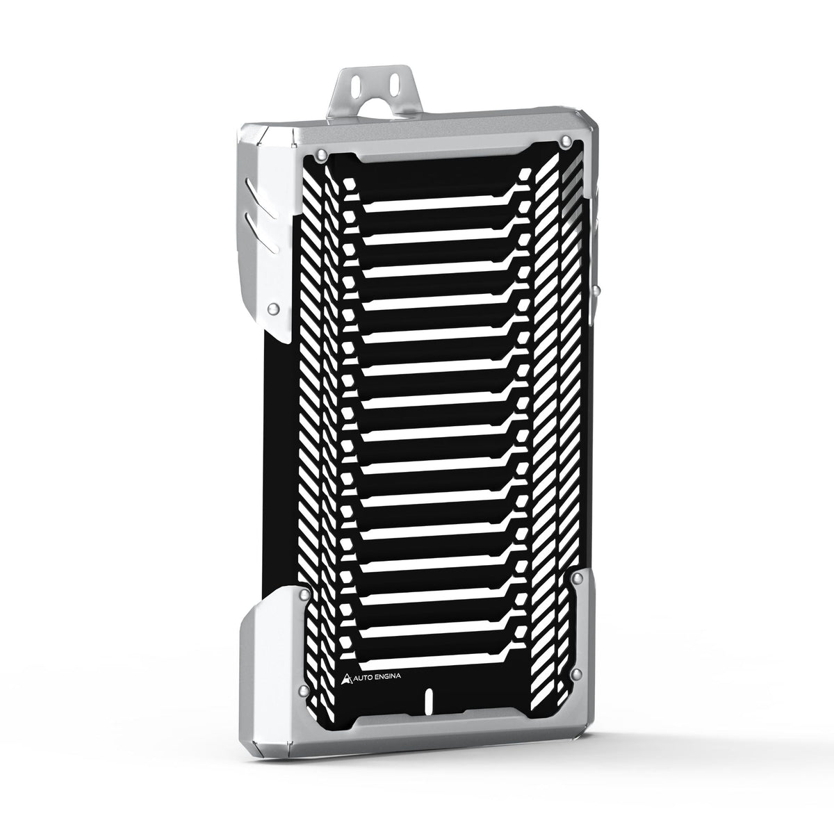 Auto Engina Black-Silver aluminium and stainless steel radiator guard for Triumph Scrambler 400X motorcycle