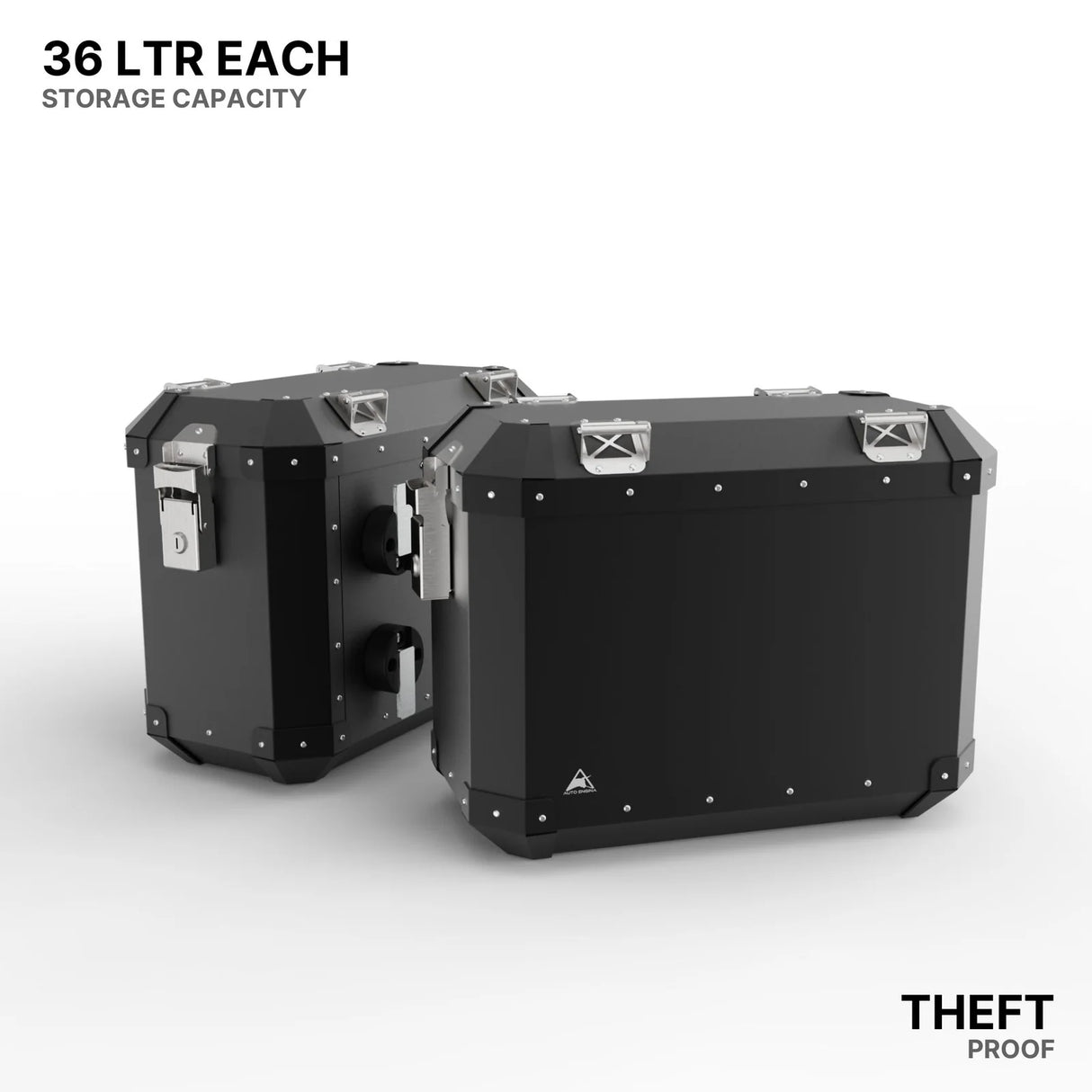Auto Engina 72L Black Aluminium Panniers for Royal Enfield Himalayan 450 Adventure Touring Motorcycle