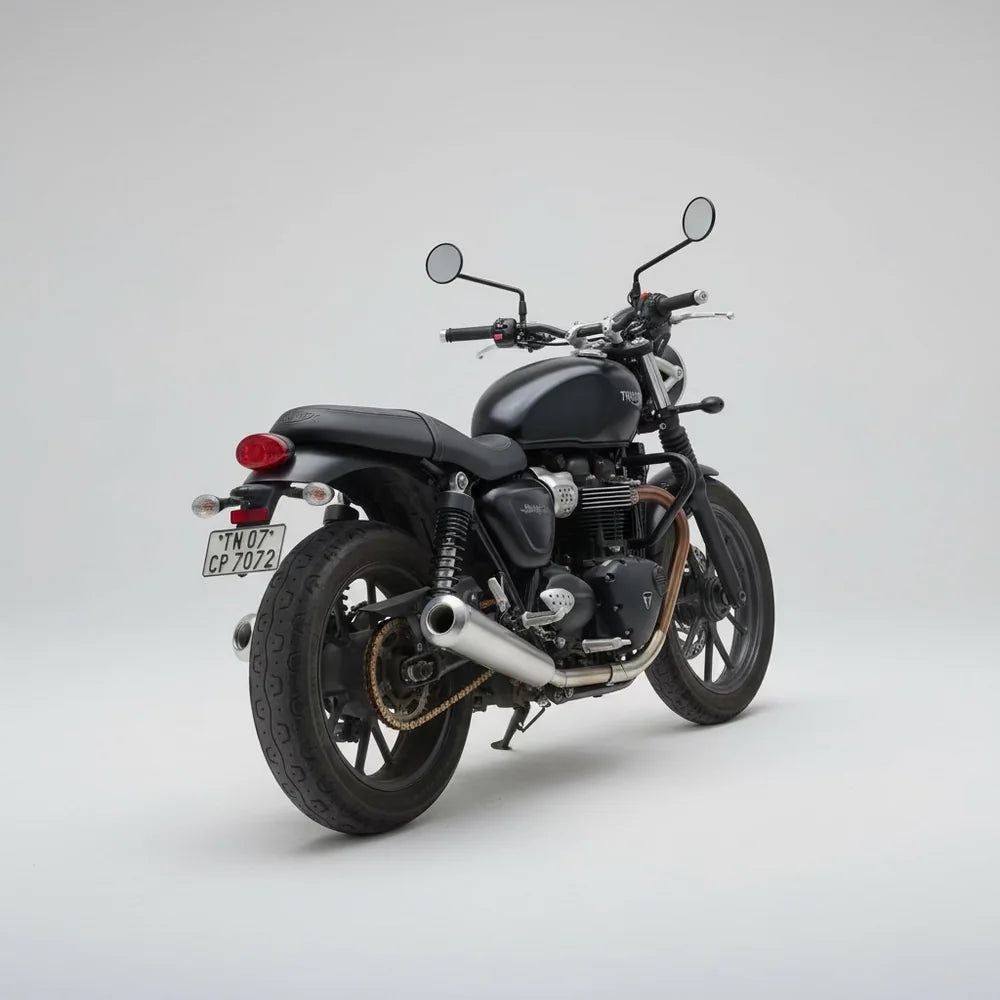 B Twinn stainless steel slip-on exhaust for Triumph Street Twin 900 motorcycle