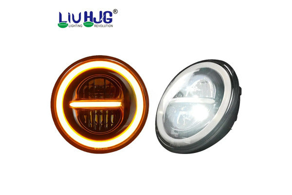 LIU HJG Minus 7 Inch 110W LED Headlight With Ring for Royal Enfield Thar Gypsy Harley Davidson