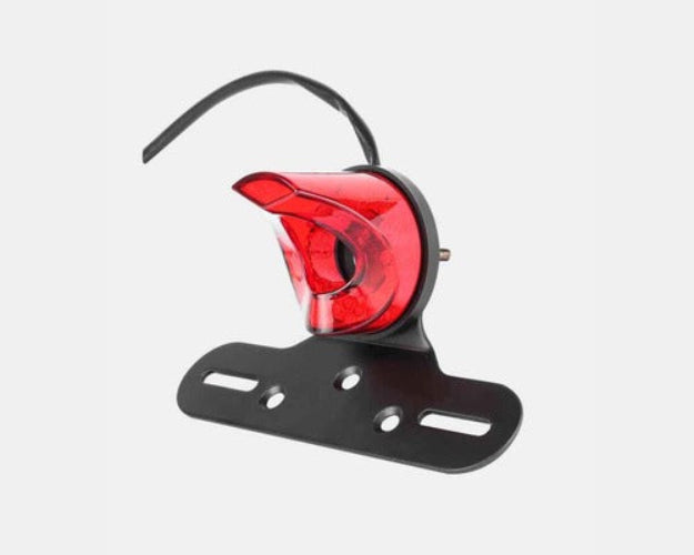 Single LED Q Tail Light with brake light and small number plate holder for motorcycle