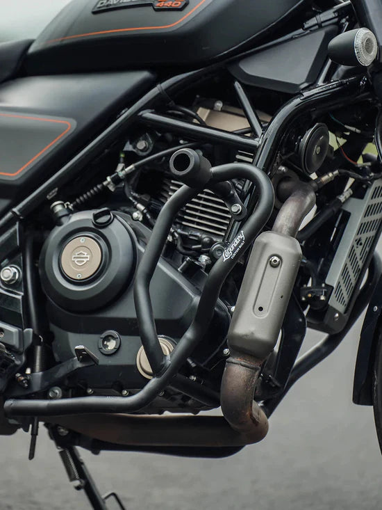 Legundary Custom Thanos Crash Guard with Slider for Harley-Davidson X440 Black Mild Steel Engine Protection Frame