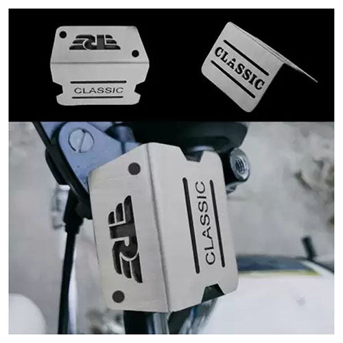 Motorcycle Bike Front Disc Brake Fluid Reservoir Cap Cover Guard Protector (Stainless Steel) For Classic