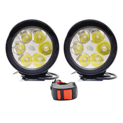 HJG LED Fog Lights for Bikes and Cars High Power, Heavy clamp and Strong ABS Plastic. (6 led Cap Set with Switch)