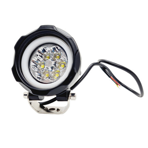 HJG 6 Led Fog Lamp Blue Cob Round Single Pc (12-80V DC- 40W) - Universal for All Cars & Bikes