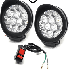 HJG 12 LED Cap Fog Light For Universal For Bike Universal For Car (Set of 2 with Switch)