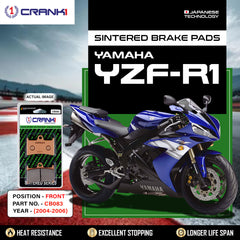 CRANK1 CB083 Sintered Front Brake Pads for Yamaha YZF-R1 2004-2006 Superbike