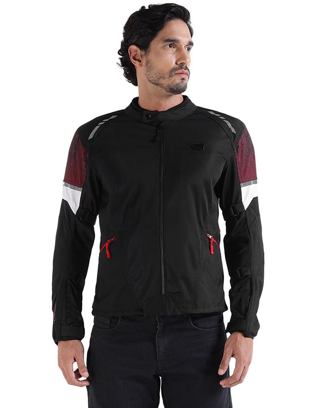 Royal Enfield Streetwind Eco 3 Riding Jacket in Red, Green and Grey