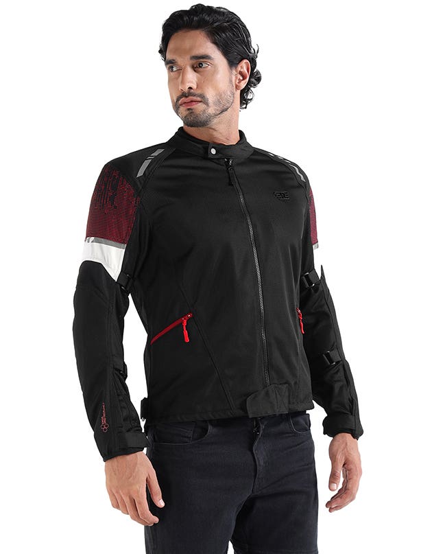 Royal Enfield Streetwind Eco 3 Riding Jacket in Red, Green and Grey
